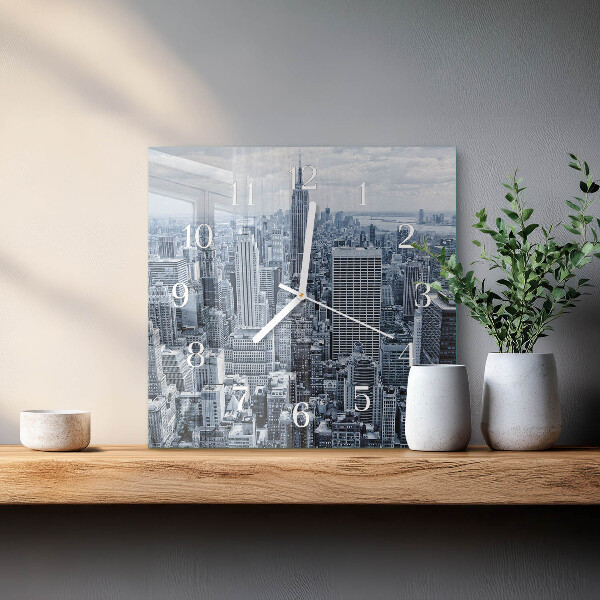 Wanduhr quadratisch Stadt