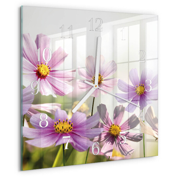 Wanduhr quadratisch Blumen