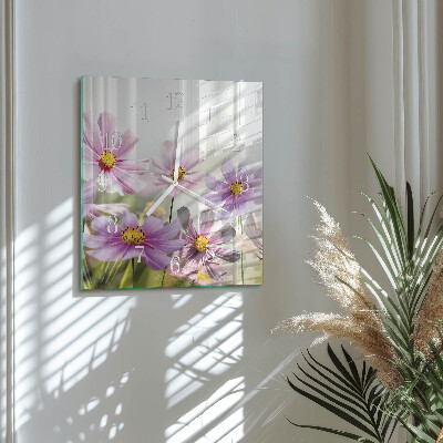 Wanduhr quadratisch Blumen
