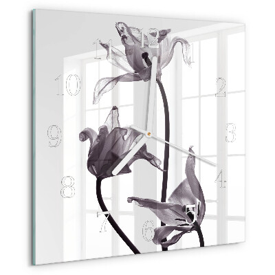 Wanduhr quadratisch Blumen