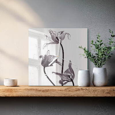 Wanduhr quadratisch Blumen
