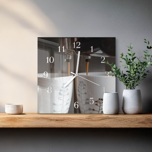 Wanduhr quadratisch Kaffeemaschine