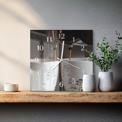 Wanduhr quadratisch Kaffeemaschine