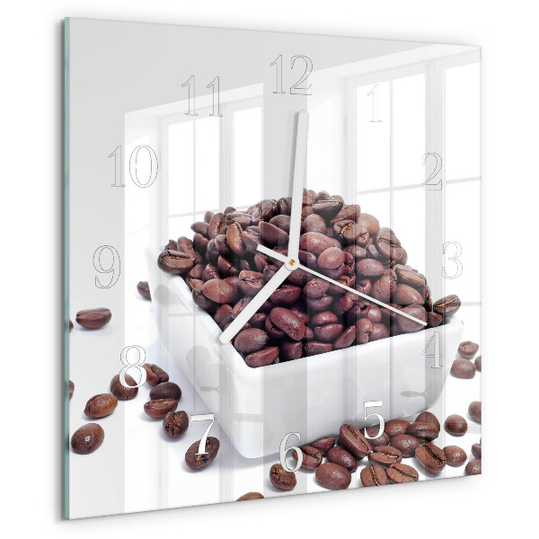 Wanduhr quadratisch Kaffeebohnen