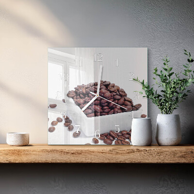Wanduhr quadratisch Kaffeebohnen