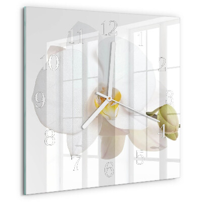 Wanduhr quadratisch Orchidee