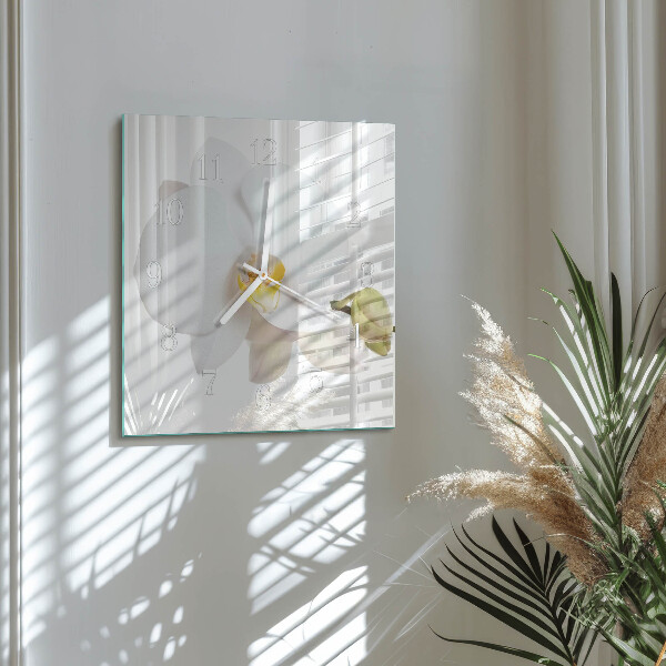 Wanduhr quadratisch Orchidee