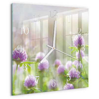 Wanduhr quadratisch Blumen
