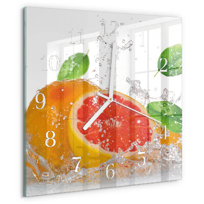 Wanduhr quadratisch Grapefruit