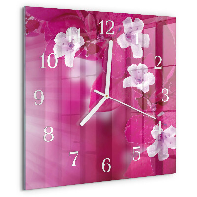 Wanduhr quadratisch Blumen