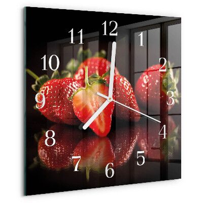 Wanduhr quadratisch Erdbeeren