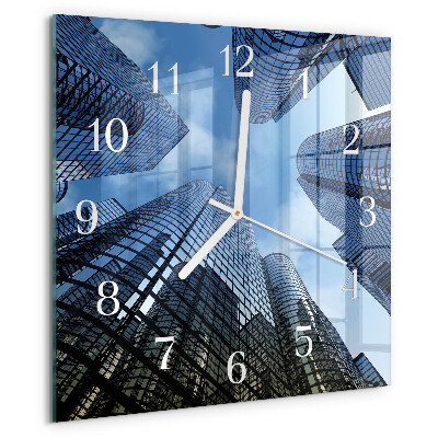 Wanduhr quadratisch Glasgebäude