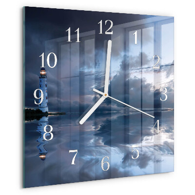Wanduhr quadratisch Leuchtturm