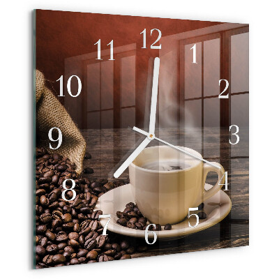 Wanduhr quadratisch Kaffee