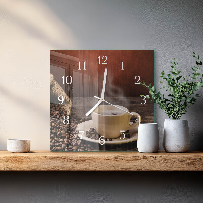 Wanduhr quadratisch Kaffee