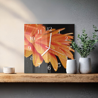 Wanduhr quadratisch Gerbera
