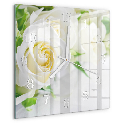 Wanduhr quadratisch Rosen