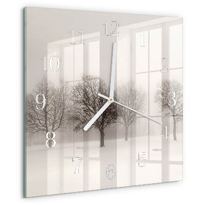 Wanduhr quadratisch Winter