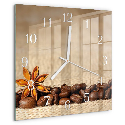 Wanduhr quadratisch Kaffeebohnen