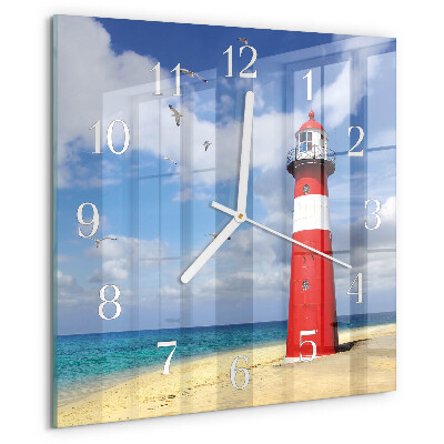 Wanduhr quadratisch Leuchtturm