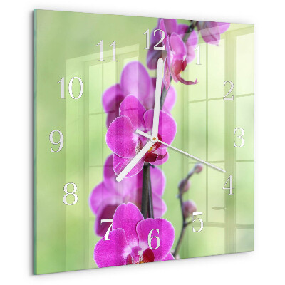 Wanduhr quadratisch Orchidee