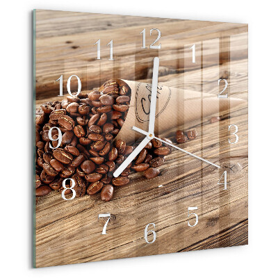 Wanduhr quadratisch Kaffeebohnen