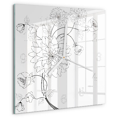 Wanduhr quadratisch Blumen