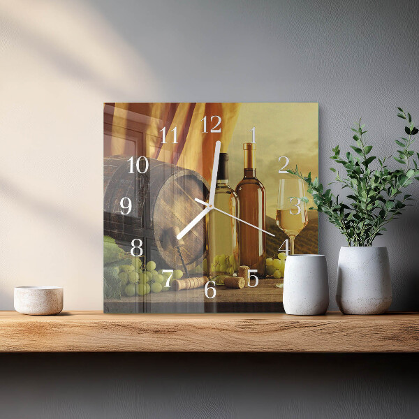 Wanduhr quadratisch Weinfass