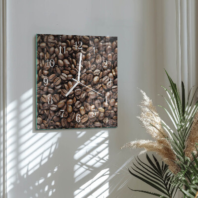 Wanduhr quadratisch Kaffeebohnen
