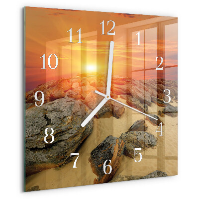 Wanduhr quadratisch Sonnenuntergang