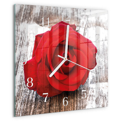 Wanduhr quadratisch Rose