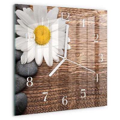 Wanduhr quadratisch Gänseblümchen