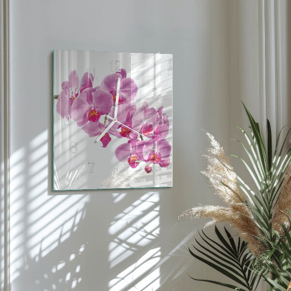 Wanduhr quadratisch Orchidee