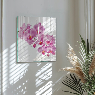 Wanduhr quadratisch Orchidee