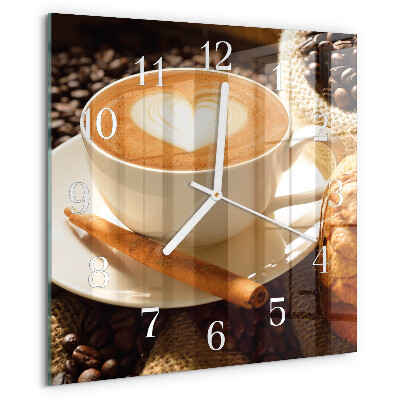 Wanduhr quadratisch Kaffeeherz