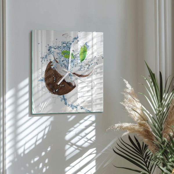 Wanduhr quadratisch Kokosnuss