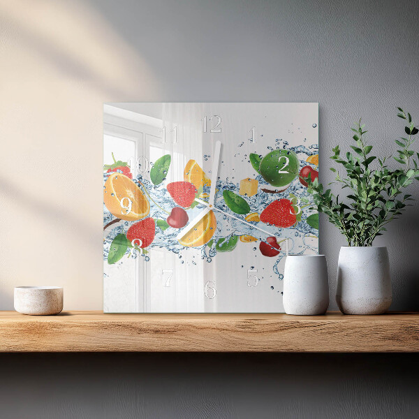 Wanduhr quadratisch Obst