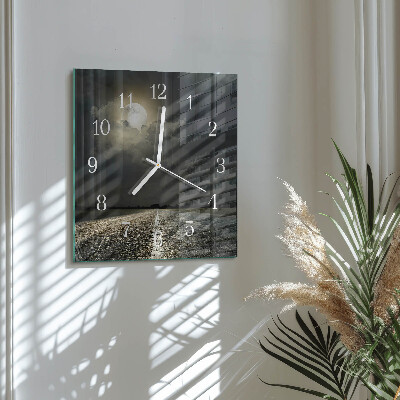 Wanduhr quadratisch Mondbahn