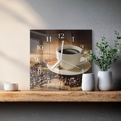 Wanduhr quadratisch Kaffee