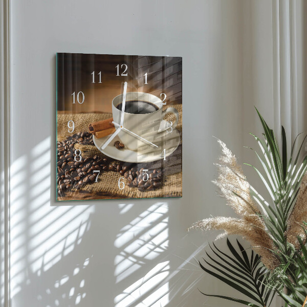 Wanduhr quadratisch Kaffee