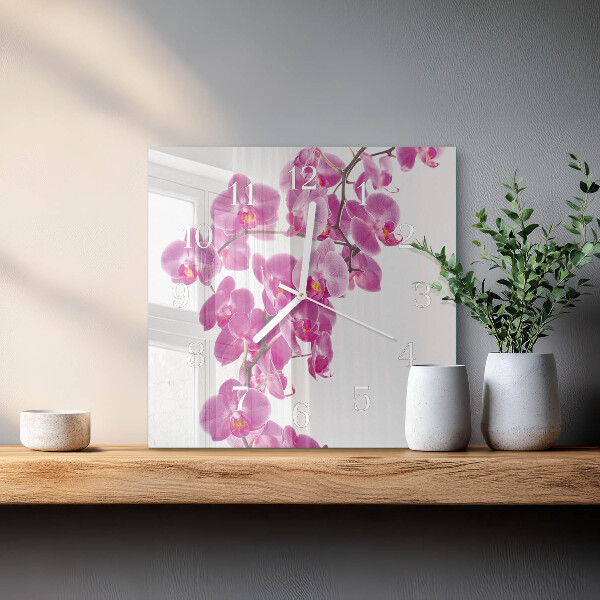 Wanduhr quadratisch Orchidee