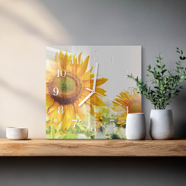 Wanduhr quadratisch Sonnenblume