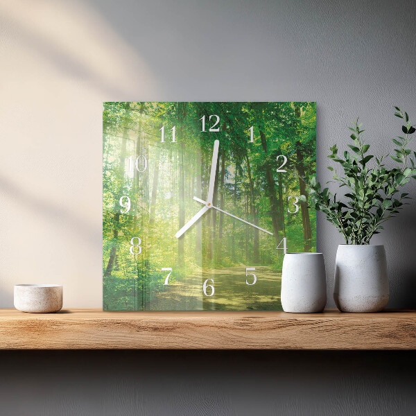 Wanduhr quadratisch Waldnatur