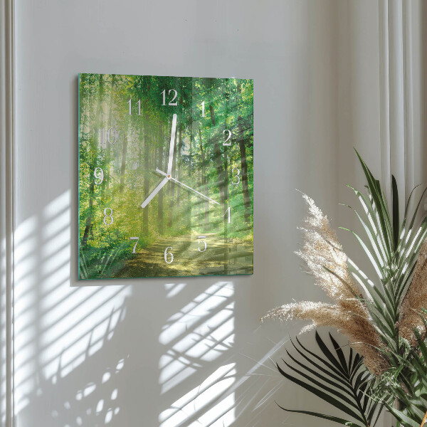Wanduhr quadratisch Waldnatur