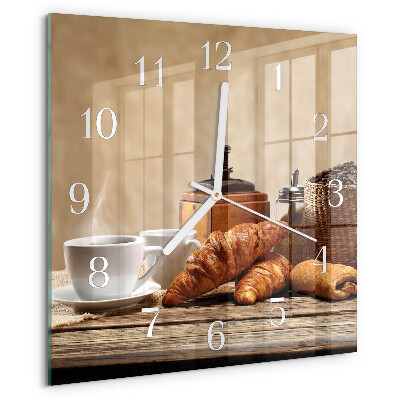 Wanduhr quadratisch Croissants