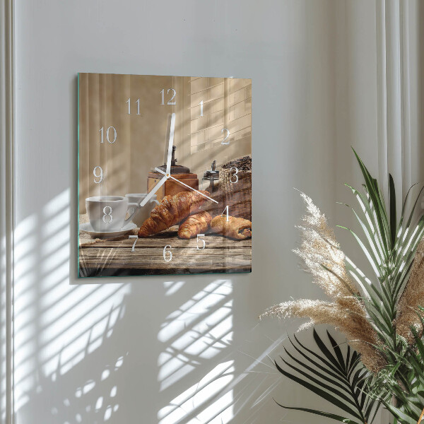 Wanduhr quadratisch Croissants