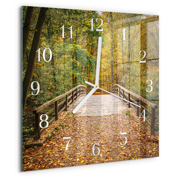 Wanduhr quadratisch Waldbrücke