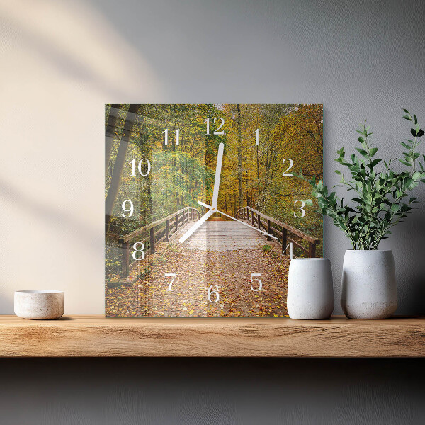 Wanduhr quadratisch Waldbrücke