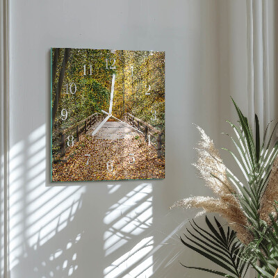 Wanduhr quadratisch Waldbrücke