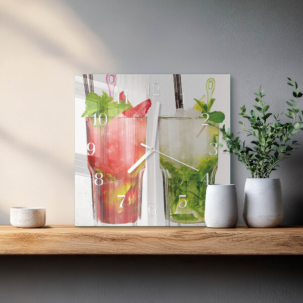 Wanduhr quadratisch Cocktails